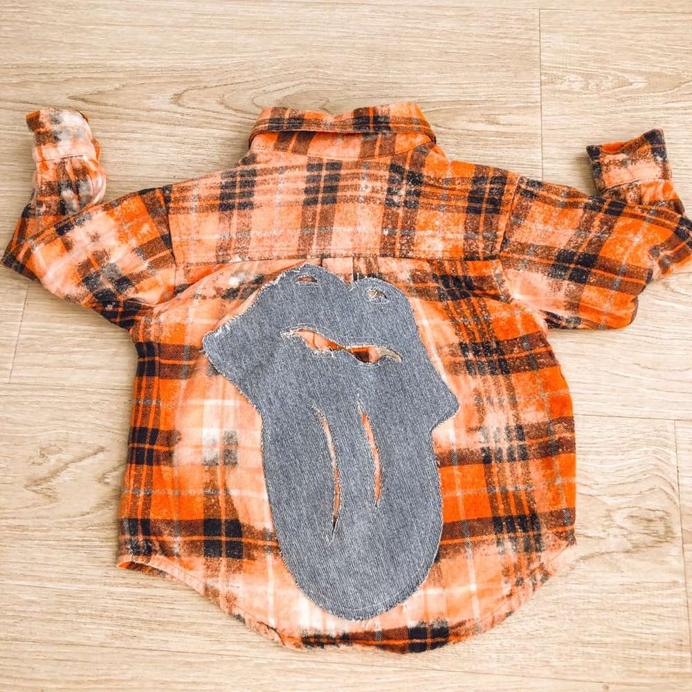 Toddler Rolling Stones distressed flannel